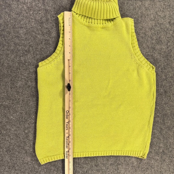 Y2K 90s Mossimo Sweater Women Large Chartreuse Turtleneck Sleeveless Cotton USA - Picture 6 of 8